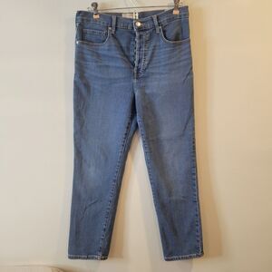 EVERLANE High Rise Slim Straight Fit Leg Size 30 Crop Jeans Button Fly